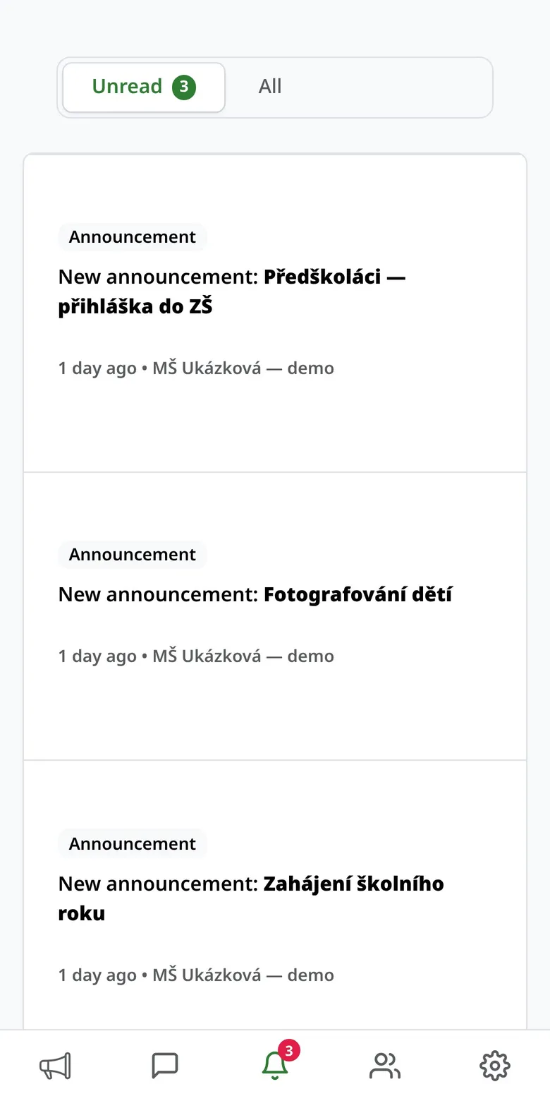 Notifications in the app